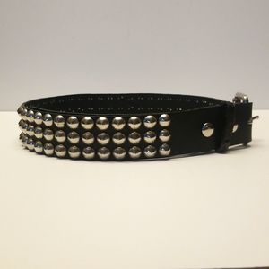 Studded black leather belt